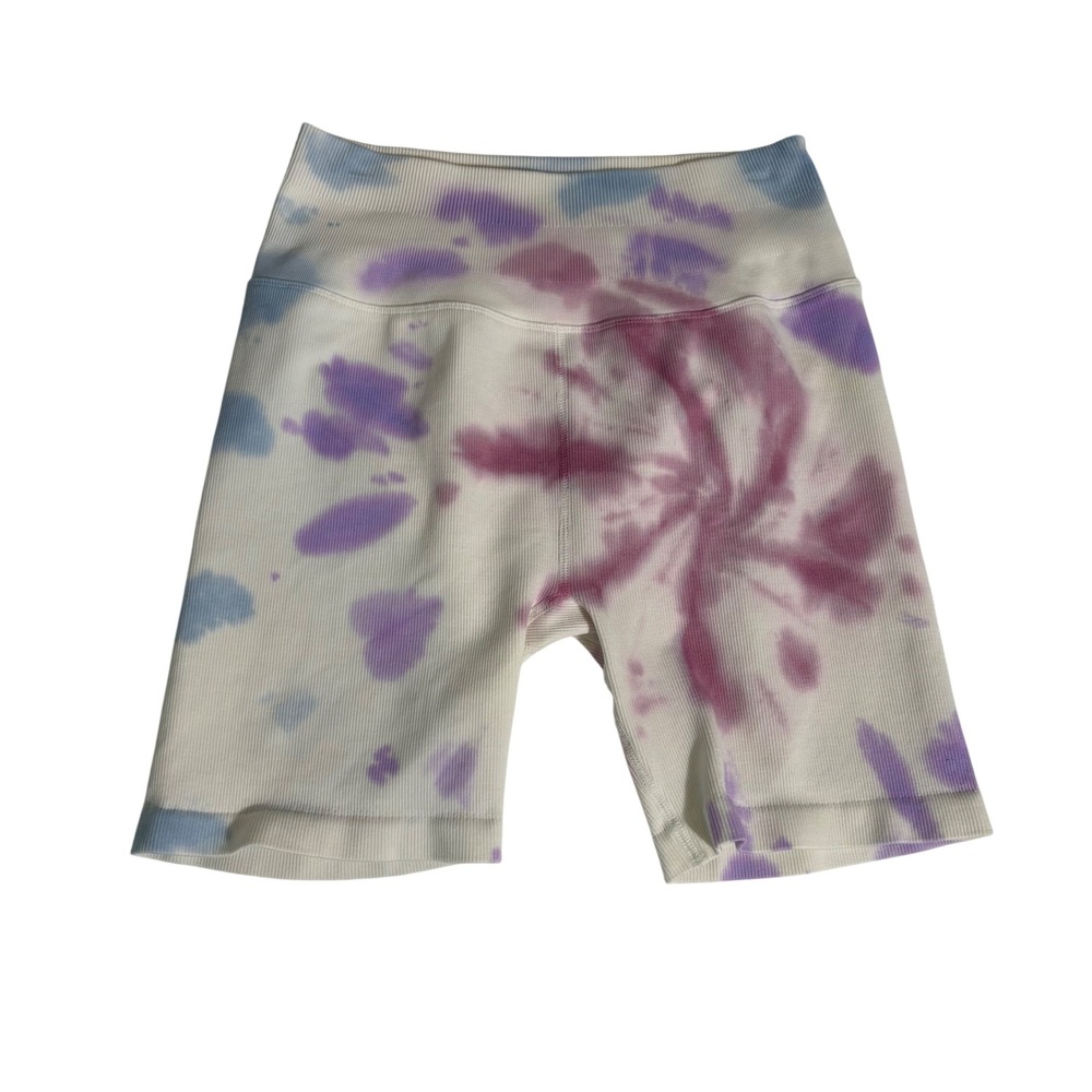 Spiritual Gangster Tie Dye Ribbed Seamless Biker Shorts Purple Blue ML